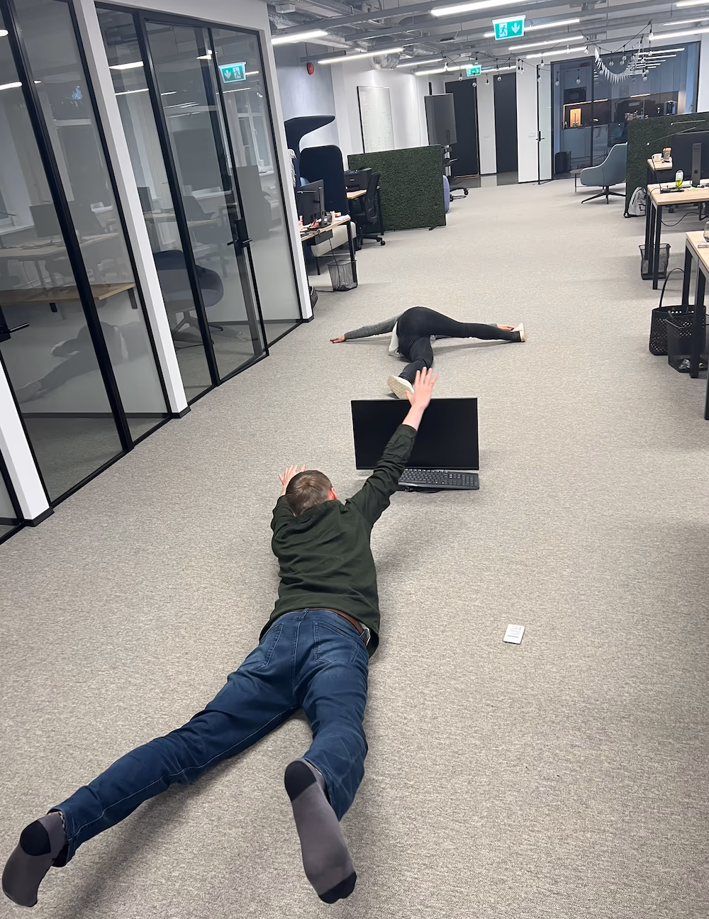 Morning yoga in the office